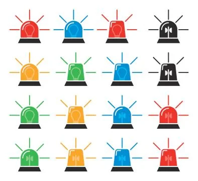Vector set of emergency and police siren icons Stock Illustration