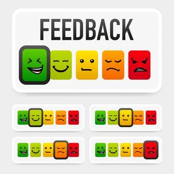 Vector Set of Emoticons. Sad and Happy Mood Icons. Feedback icon Illustrazione stock