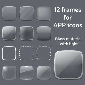 Vector set of empty glass frames for app icons Stock Illustration