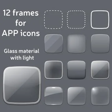 Vector set of empty glass frames for app icons Stock Illustration