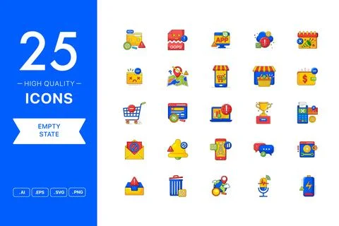 Vector set of Empty State icons Stock Illustration