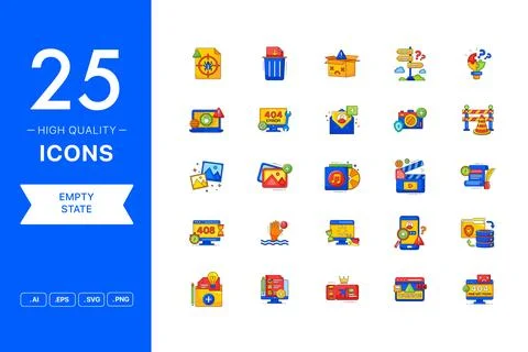 Vector set of Empty State icons Stock Illustration