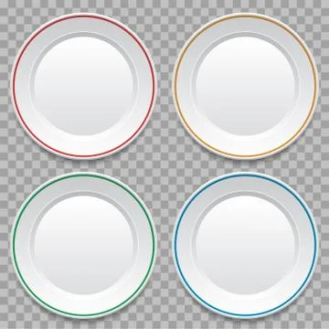 Vector set of empty white dinner plates Stock Illustration