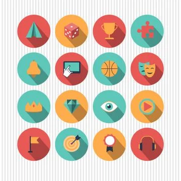 Vector set of entertainment icons Stock Illustration
