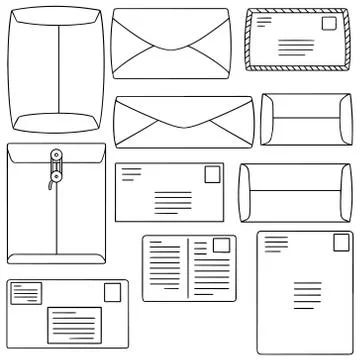 Vector set of envelope Illustrazione stock