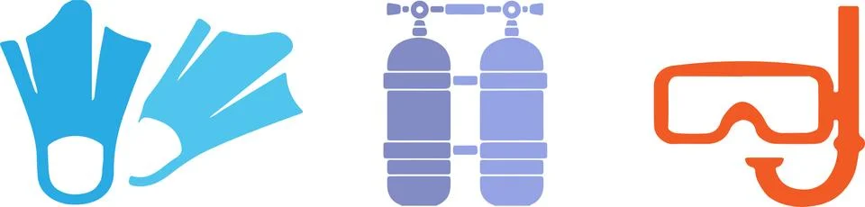 Vector set of equipment for diving Stock Illustration