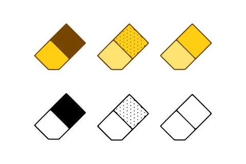 Vector set of erasers in doodle style on white background Stock Illustration