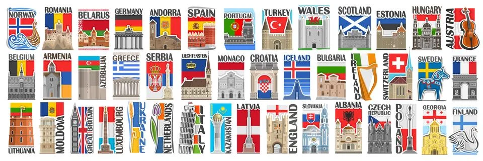 Vector set of European Countries Stock Illustration