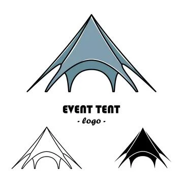Vector set of event tent illustrations. Line art and simple style. Ilustração Stock