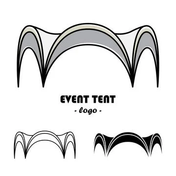 Vector set of event tent illustrations. Line art and simple style. Stock Illustration