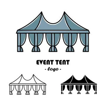Vector set of event tent illustrations. Line art and simple style. Illustrazione stock