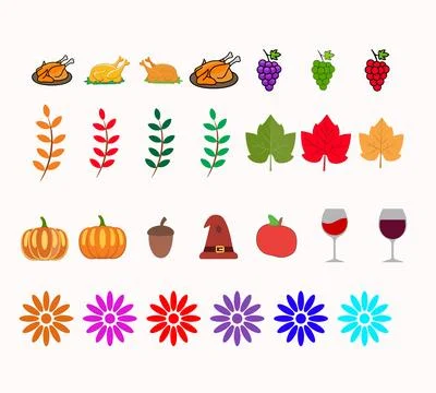Vector set of fall elements. Autumn season 스톡 일러스트
