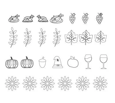 Vector set of fall elements. Autumn season 스톡 일러스트