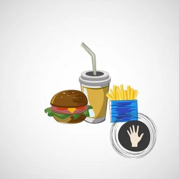 Vector set of fast food drink, burger, fries Stock Illustration