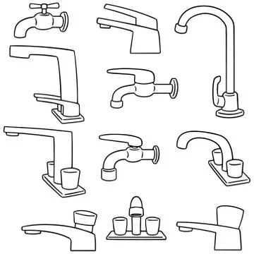 Vector set of faucet Illustrazione stock