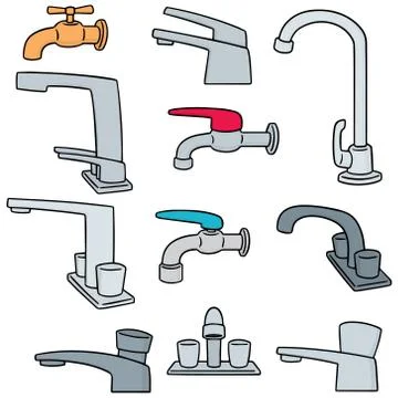 Vector set of faucet Stock Illustration