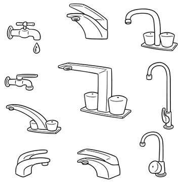 Vector set of faucet Stock Illustration
