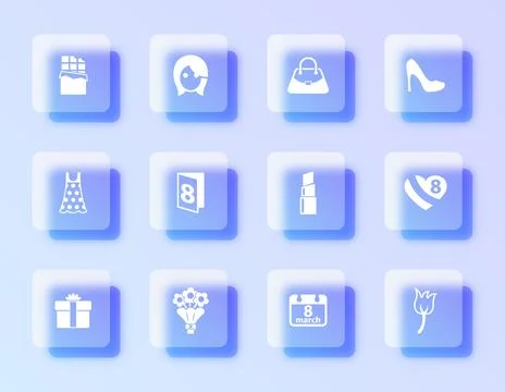 A vector set featuring a glassmorphism style Stock Illustration