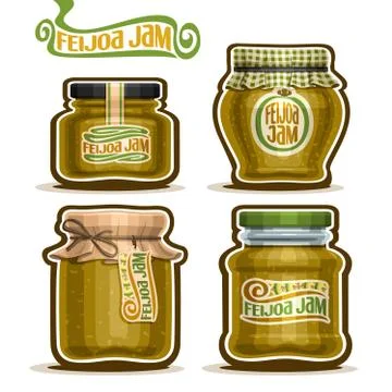 Vector set of Feijoa Jam Stock Illustration