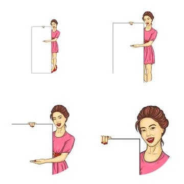 Vector set of female avatars in pop art style Stock-Illustration