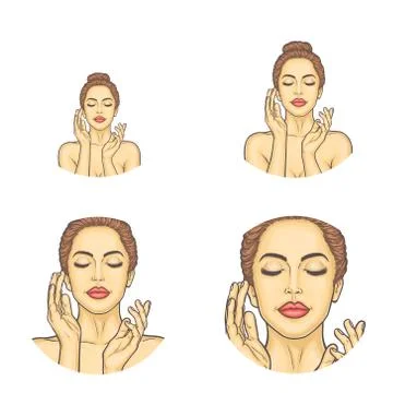 Vector set of female avatars in pop art style Stock-Illustration