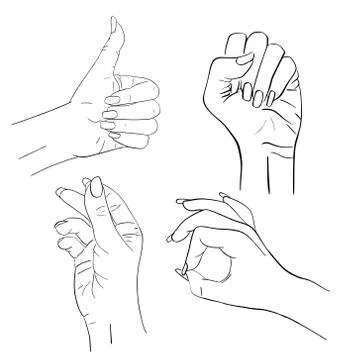 Vector set of female hands and gestures. Stock Illustration