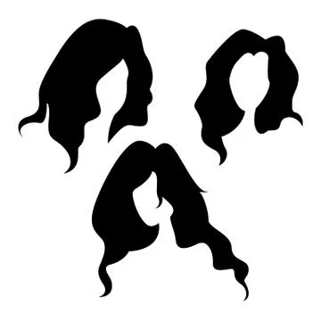 Vector Set of Female head Silhouettes Ilustração Stock