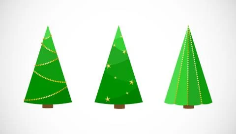 Vector Set of festive Christmas trees in flat style. Illustrazione stock