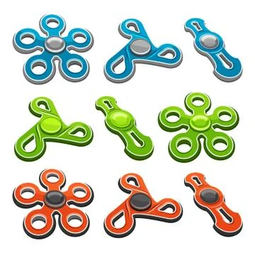 Vector set of Fidget Spinners Stock Illustration
