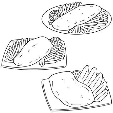 Vector set of fish and chips Stock Illustration