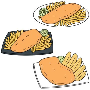 Vector set of fish and chips Illustrazione stock