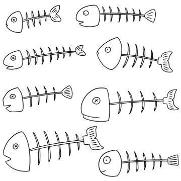 Vector set of fishbone Illustrazione stock