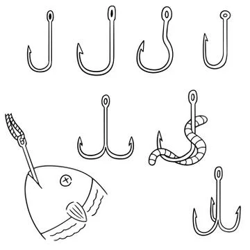 Vector set of fishing hook Stock Illustration