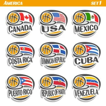 Vector set of Flags American Countries Stock Illustration