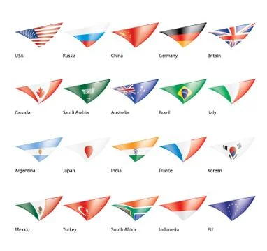 Vector set of flags of the G20 Stock Illustration