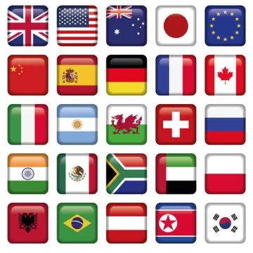 Vector set of Flags world top states Stock Illustration