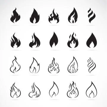 Vector set of flame symbols on white background イラスト素材