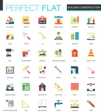 Vector set of flat Building construction icons Illustrazione stock