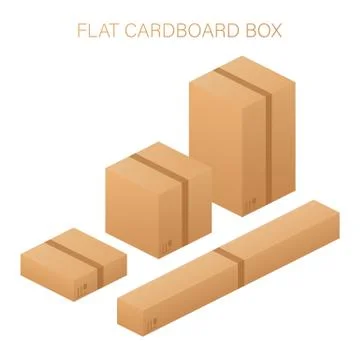 Vector set. Flat carton box. Delivery and packaging. Transportation, shipping イラスト素材