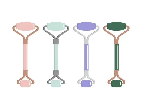 Vector set of flat cartoon stone massage roller Stock Illustration