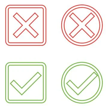 Vector Set of Flat Design Check Marks Icons. Different Variations of Ticks an Stock Illustration