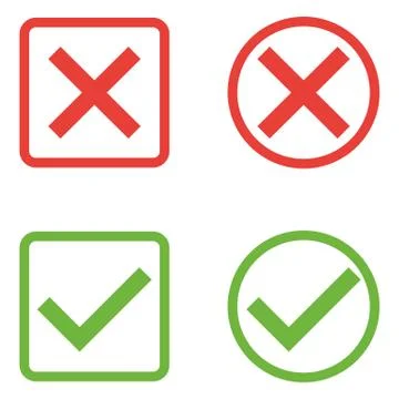 Vector Set of Flat Design Check Marks Icons. Different Variations of Ticks an Stock Illustration