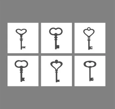 Vector set flat design icons of vintage keys Stock Illustration