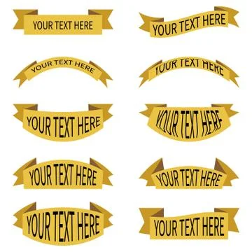 Vector set of flat design yellow ribbons banners Stock Illustration