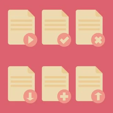 Vector set of flat document icons Stock Illustration
