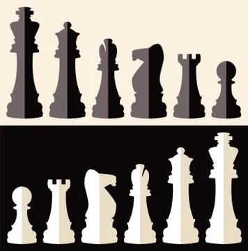Vector set of flat icons of chess pieces Stock Illustration