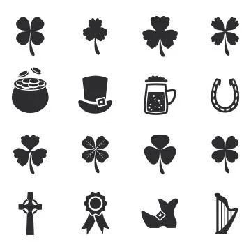 Vector set of  flat irish St. Patrick's Day icons Stock Illustration