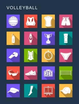 Vector Set Flat Square Icons Stock Illustration
