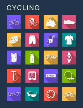 Vector Set Flat Square Icons Stock Illustration