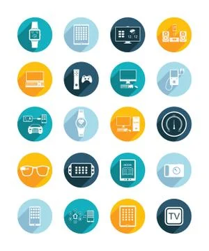 Vector Set Flat Square Icons Free Stock Illustration